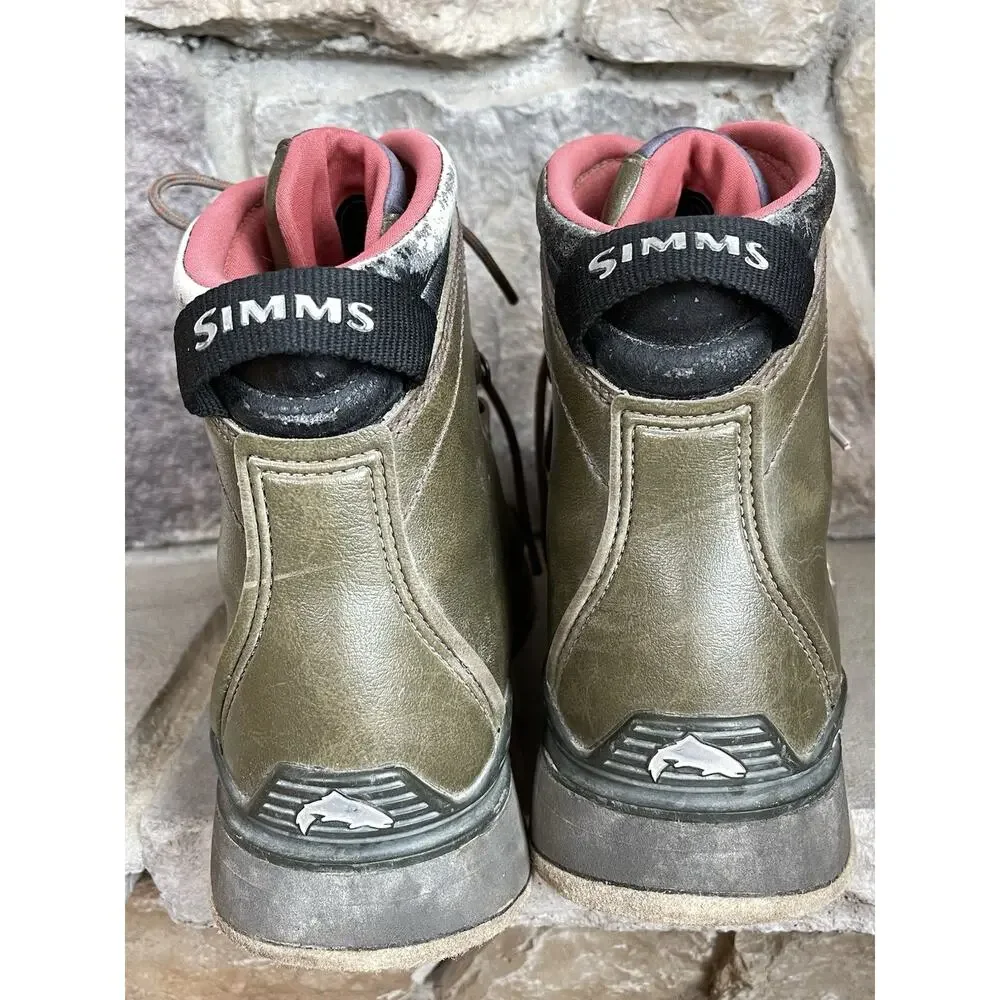 Simms Freestone Fly Fishing Boots Wading Felt Sole Men's Sz 9 Olive Leather